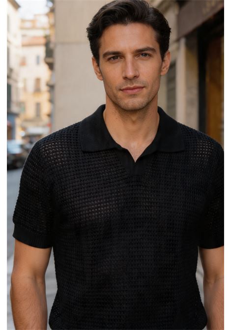 Polo in maglia traforata Tagliatore nera in cotone TAGLIATORE | Polo | FINLAY PWE26-022111